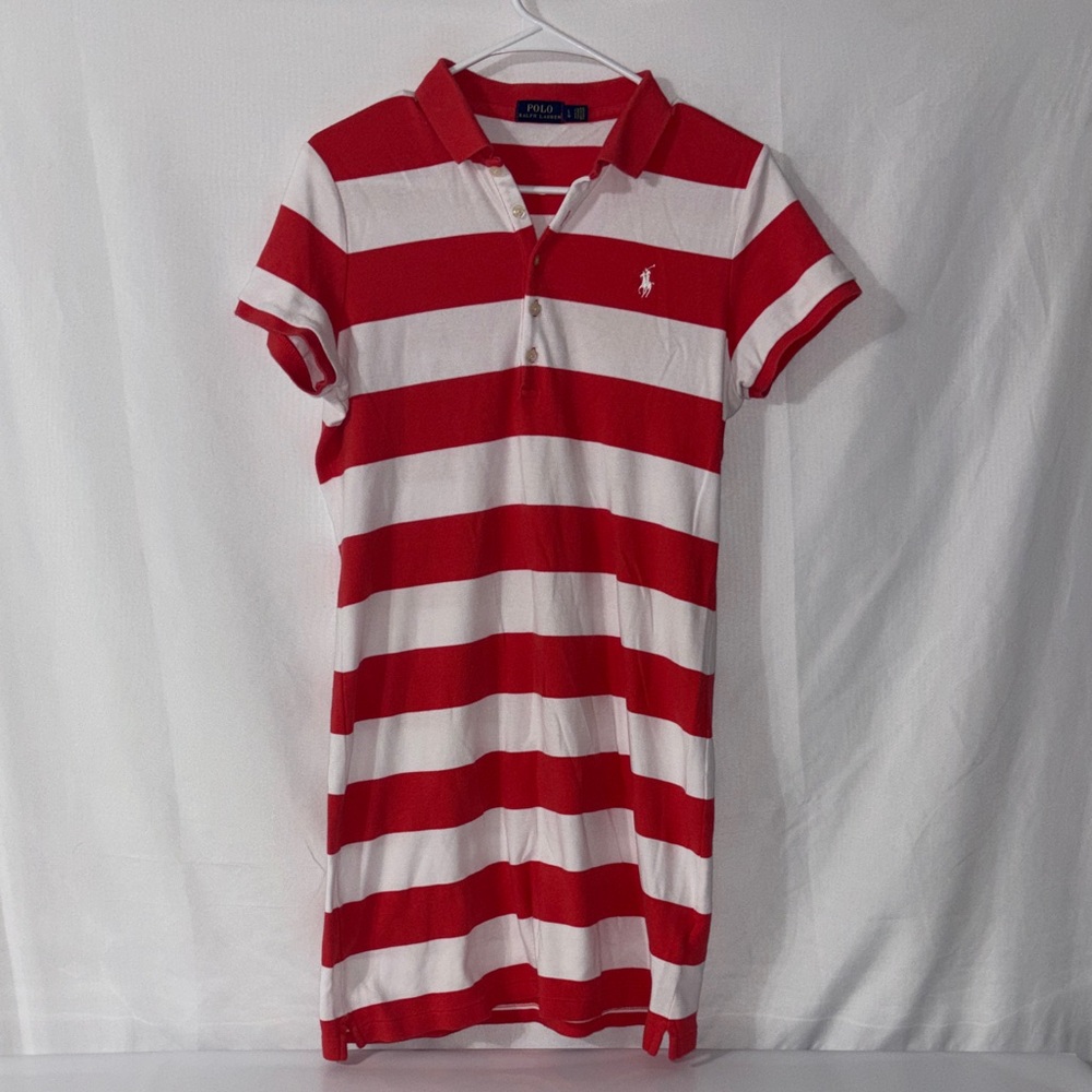 Ralph Lauren Red and White Striped Polo Dress